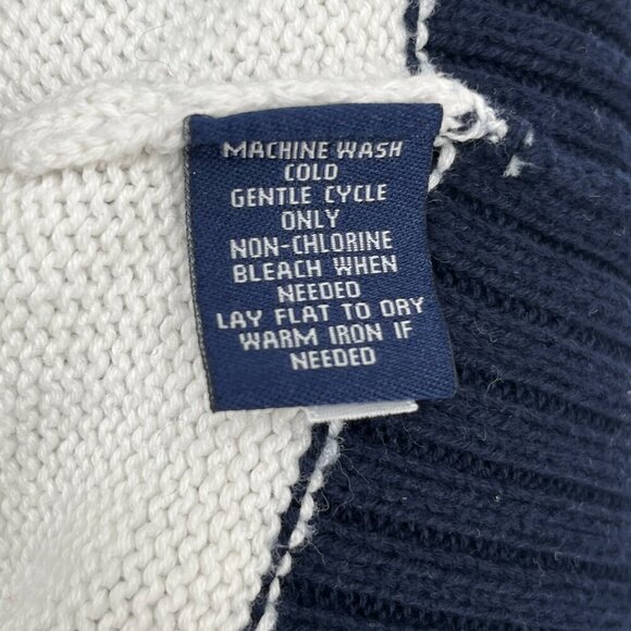 Chaps Navy Blue White Striped Knit Collared Cardigan Sweater Women's Size XL - Picture 4 of 6